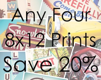 Choose Your Own Set of Four 8x12 Prints | Save 20% on Set of Four Fine Art Photographs | Personalized Home Decor | Gifts for Her