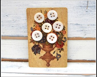 Six (6) Vintage Oyster Shell Buttons - MOP Shell Buttons - Vintage Buttons (#76)
