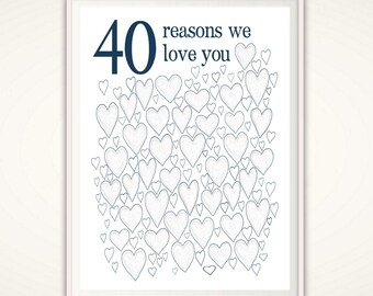 40th Birthday Gift for Man - 40th Birthday Gifts For Husband, For Him, Men, For Dad, PRINTABLES, Party Decorations, Guest Book, DOWNLOAD