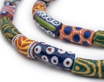 36 Ghana Glass Beads Medley - Krobo Beads - Powder Glass Beads - African Glass Beads - African Beads - Made in Ghana ** (KRB-ELB-MIX-292)