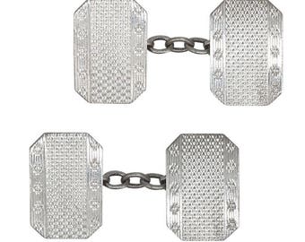 Silver Engine Turned Cuff Links