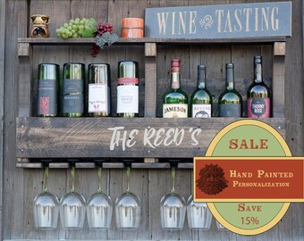 Wedding Gift, Inverted Wine Rack, Wall Wine Rack, Wood Wine Rack, Rustic Wine Rack, Shelf Wine Rack, Pallet Wine Rack, Liquor Shelf
