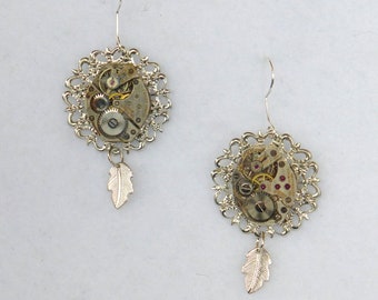 Vintage Watch Movement Earrings SE184