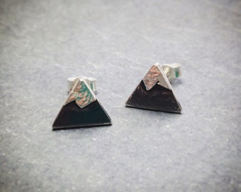 Silver oxidised Mountain studs