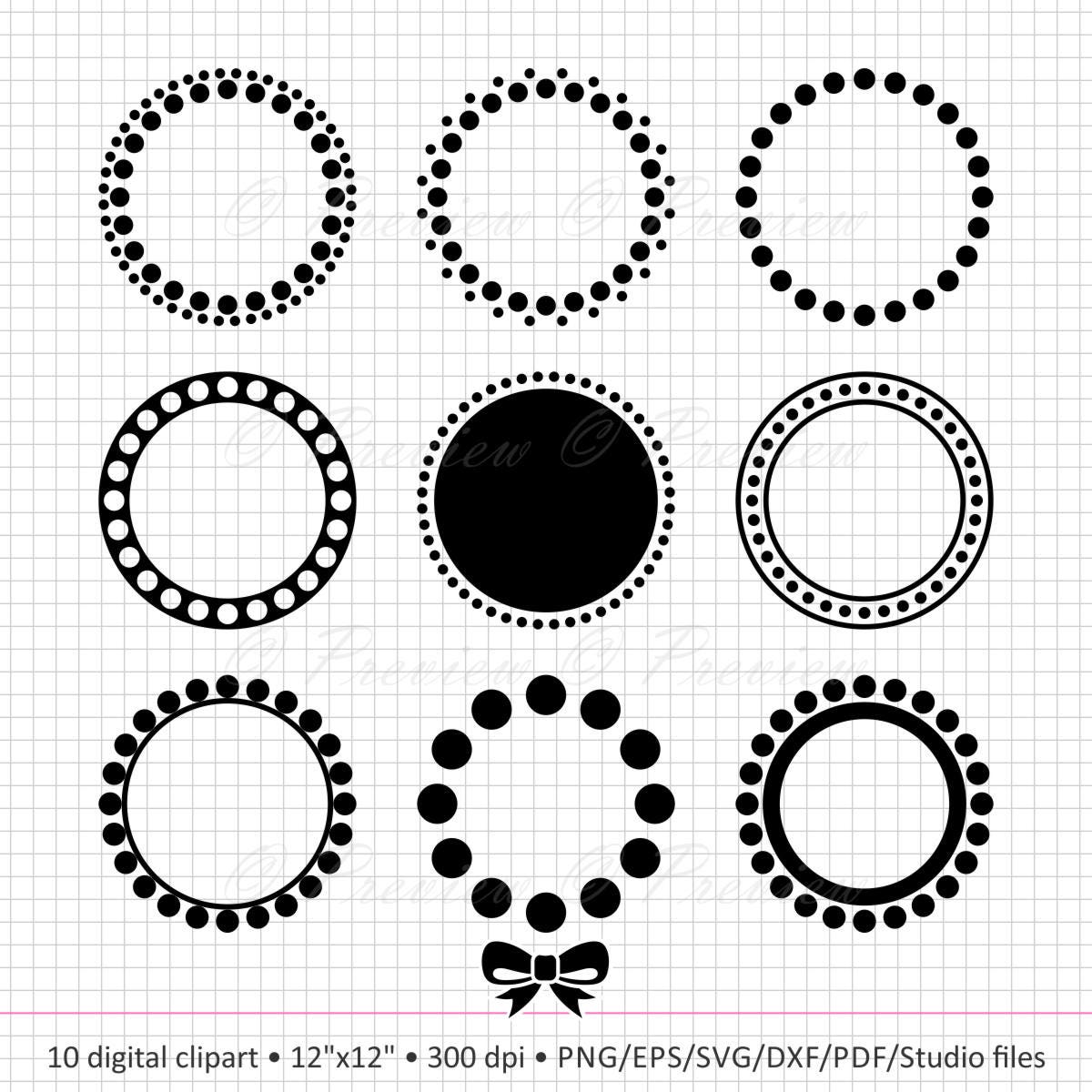 Download Buy 2 Get 1 Free! Digital Clipart Circle Monogram Dot ...