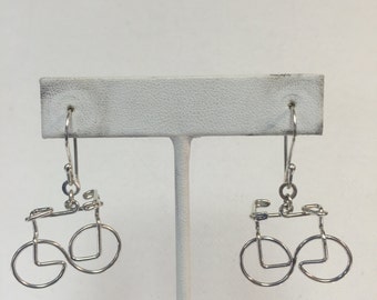 Sterling Silver Bicycle Earrings