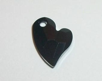 Swarovski Crystal Pendant 17x13mm Devoted 2 U Heart Crystal Pendant -- Jet black -- 1 piece