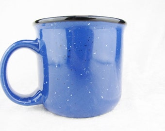 Large Stoneware Coffee Mug Blue Pottery Coffee Mug Rustic Large Ceramic Coffee Mugs Cups 16 oz. Traditional Round and Sturdy No Frills