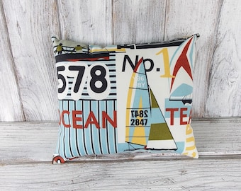 Pillow cushion stuffed throw sailing racing black red white home decor