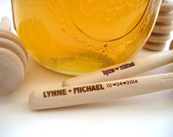 Honey Dipper Wedding Favor His And Hers Honey Dipper with Date - Set of 25