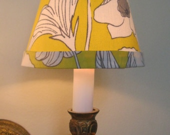 Chandelier Lamp Shade in Yellow and White Fabric