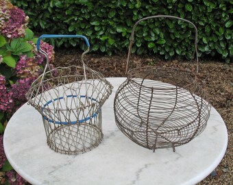 A Vintage French Wire Egg Basket And A Newer Wire Salad Basket Will Look In A Farmhouse kitchen / Country Kitchen
