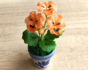 Miniature Flower,Miniature Flower Pot,Miniature Vase,Dollhouse Flower,Miniature Garden,Dollhouse Flower Pot,Miniature Pansy,clay flower