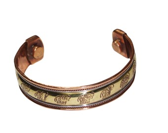 Gift Idea Powerful Magnetic Copper Cuff Bracelet For Arthritis With Elephant