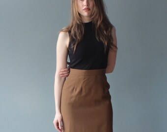cinnamon pencil skirt | wool skirt | 1990s small