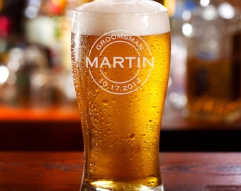 groomsmen gift personalized beer glass custom engraved