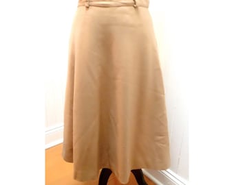 Vintage 1960s Long Wool Tan/Khaki Evan Picone Skirt - S