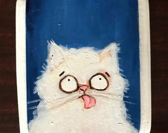 Cat Portrait on Wood #2 Original Painting