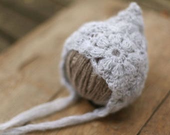 Newborn hat, Mohair hat, Baby girl bonnet