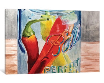 iCanvas Having A Ball With Chilis II Gallery Wrapped Canvas Art Print by Jennifer Redstreake