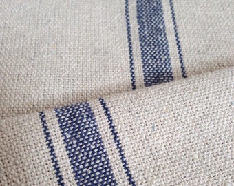 Grain Sack Fabric Blue Stripe Vintage Inspired Sold By The Yard Feed Sack Fabric Flour Sack Fabric Gunny Sack Fabric Grain Sack Reproduction