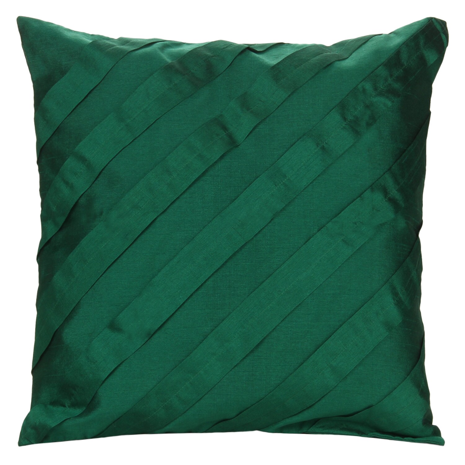 Solid Emerald Green Pillow Cover Pleated Textured Solid