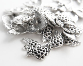 30pcs Oxidized Silver Tone Base Metal Charms-Heart 18x13mm (12122Y-D-17A)