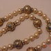 Vintage Faux Pearl And Cloisonne Style Beads Necklace With Rhinestone Accents 18 - 1021