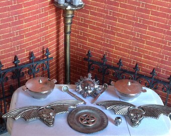Halloween Pentacle Plate Cauldron Altar Accessories miniature Witch