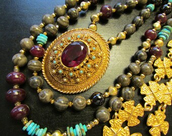 Etruscan Necklace, Etruscan Jewelry, Etruscan Sautoir, Long Necklace, Layering Necklace, Pirate Treasure by Josephine's Cotillion