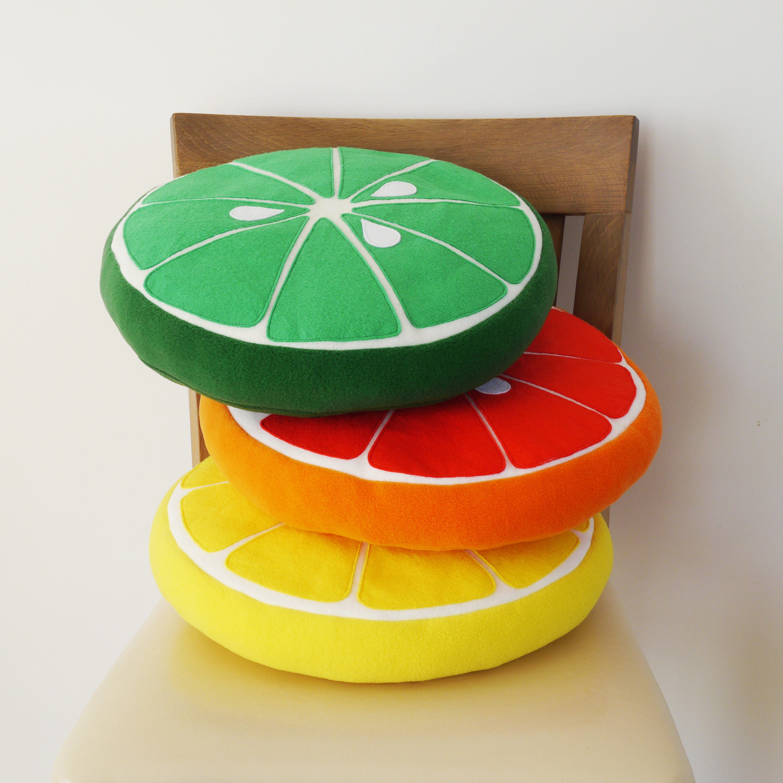 Citrus Fruit Pillow Set of 3 / Throw Pillow Set / Yellow