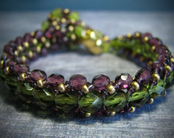 Amethyst Purple & Olive Vine Bracelet (400-600 Beads)