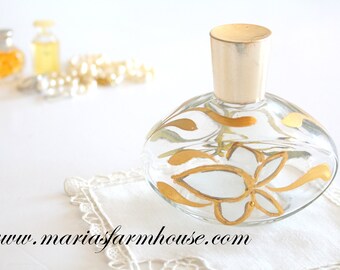 VANITY BOTTLE, Mid Century, Hand Painted Perfume Bottle with Top, Vanity Decor, Gifts for Her, Movie Staging