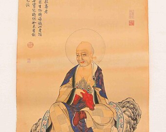 N4608 Hand Painted Tibetan Buddhism Kraft Thangka - Arhat