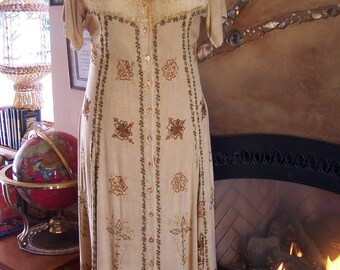 Embroidered Dress, Amber Dress, 80s maxi dress, Indian maxi dress, Autumn dress, size XL