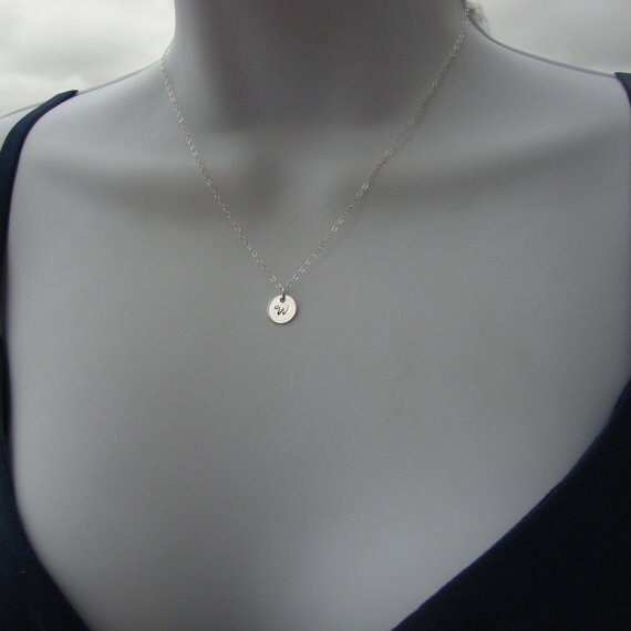 Items similar to Monogram Necklace, Tiny Charm all STERLING SILVER on Etsy
