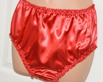 DOUBLE layered silky satin panties, Red, SS Sissy Lingerie
