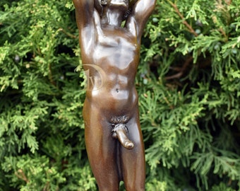 Bronze erotic Sculpture, shows the Naked Man , Signed, Vintage sculpture, antique home decor * * * Free Air Priority Shipping Worldwide