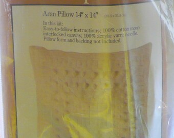 Caron - Aran - Needlepoint Pillow Kit - Complete - 1978 - 14 x 14