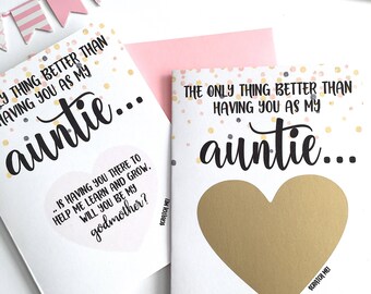 Godmother Proposal Scratch Off Card - The only thing better than having you as my auntie Card - Baptism Christening - BLESSED
