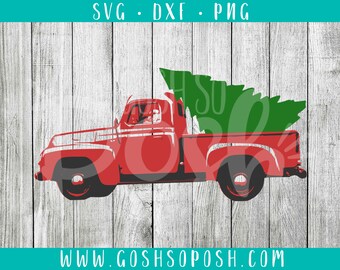 Red Truck With Christmas Tree - SVG - DXF - PNG - Christmas Cut File - Holiday - Xmas Silhouette / Cricut Files