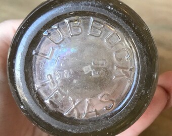 Lubbock Texas TX Vintage Glass Dr Pepper Soda Bottle Embossed Crown Top
