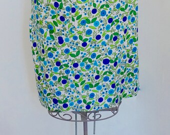 Vintage 1950s Green,Purple And Turquoise Floral Half Apron-Pinny