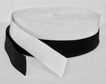 Premium grade Woven Black//White 25mm 1 inch FLAT WOVEN ELASTIC 25mm