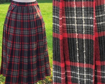 Vintage 50s Tartan Plaid Skirt 26 Waist