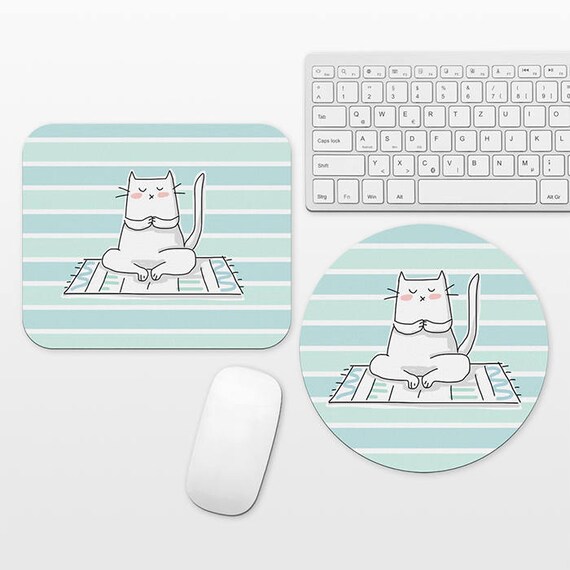 Yoga Mousepad Round Rectangular Mat Cute Mouse Pad Cat Mouse Pad Fun Mouse Pad Cute Mousepad Cat Mousepad Cool Mouse Pad Aqua Mint Mouse Pad