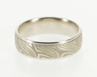 14k Wood Grain Textured Patterned Men's Wedding Ring Gold