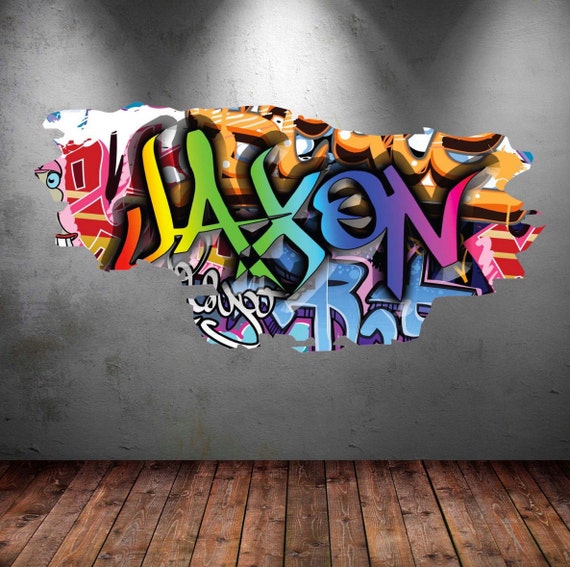 Personalised Name Graffiti Wall Art Decals Full Colour Wall