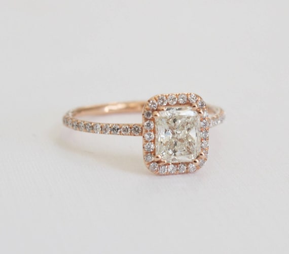 1.17 Ctw. Radiant Cut Diamond Engagement Ring in 14K Rose