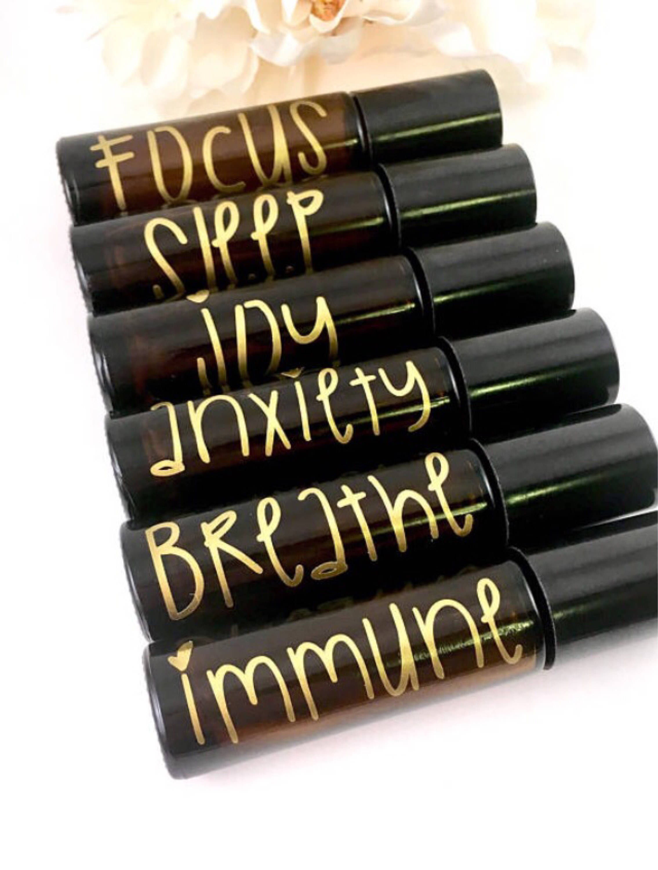 essential oil LABELS set of 6 roller bottle labels